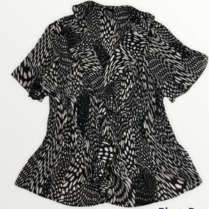 Crinkle ruffle geometric blouse 18W 20W 2XL
